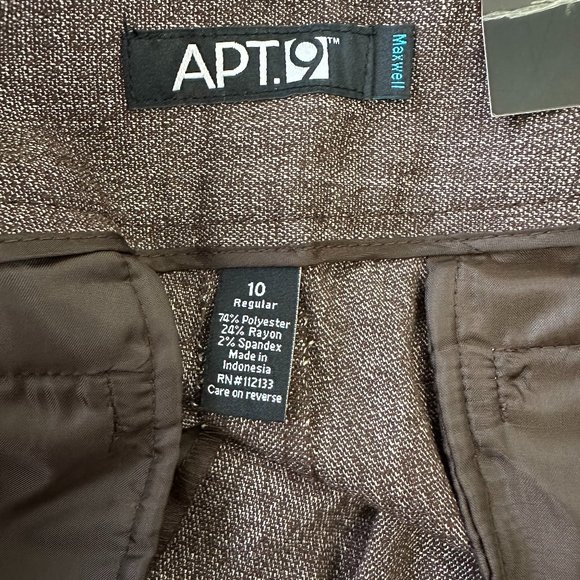 Apt.9 Women Dress Pants Brown Size 10 Average Maxwell Fit Herringbone Wide Legs - Picture 5 of 7